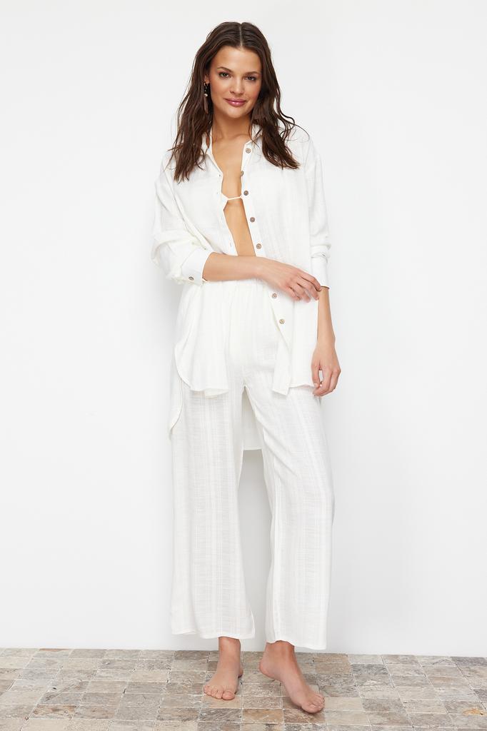 Women's Fashion New Shirt Blue Woven Shirt