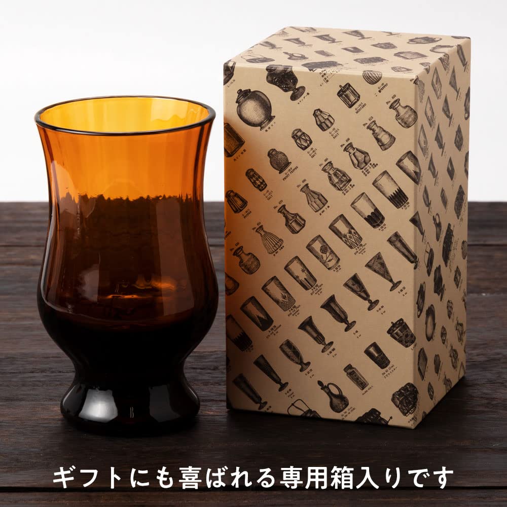 BYRON Coffee Glass, Amber, Mole (MO-1023AMBM) - Showa Modern Coffee. A nostalgic reproduction of a cute, retro cafe glass from the olden days.