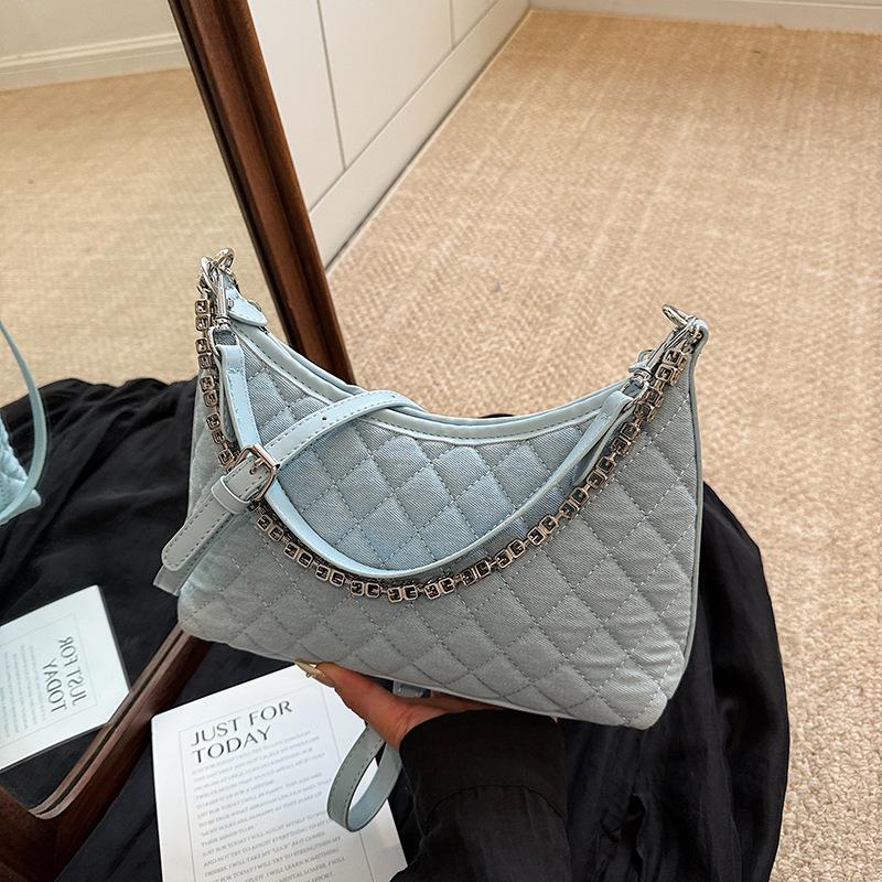 Bag Women's Premium Underarm Bag 2025 New Denim Rhombus Shoulder Bag Simple Crossbody Commuter Bag