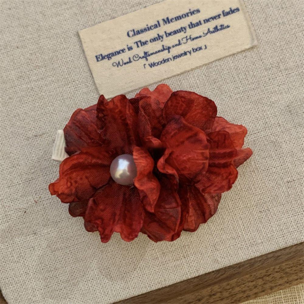 

Ретро-градиентная цветная заколка для волос, весна-лето, заколка для боковой челки, имитирующая цветок пиона, заколка для волос с когтями красный