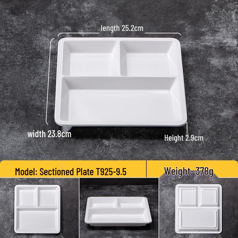 

JINMEILI Melamine 3-Compartment Divided Dinner Plate