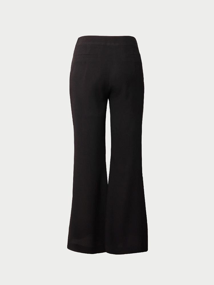 LBYL Front Slit Black Fleece-Lined Bootcut Pants