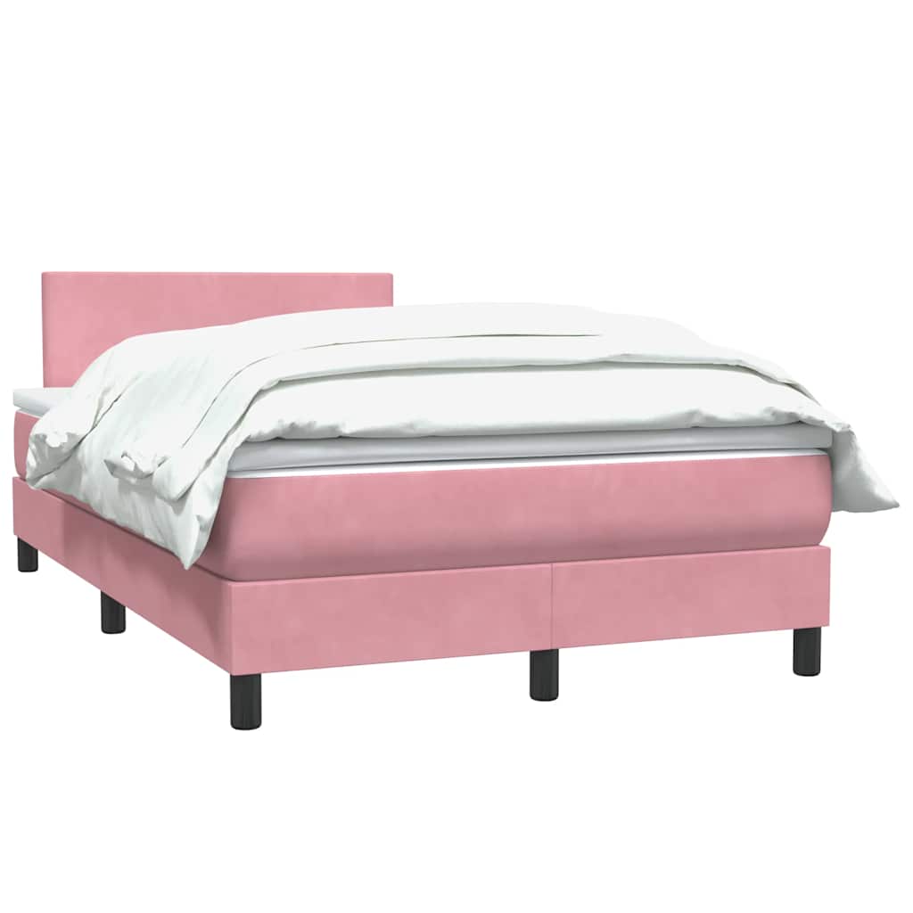 Box Spring Bed with Mattress Pink 120 x 220 cm Velvet