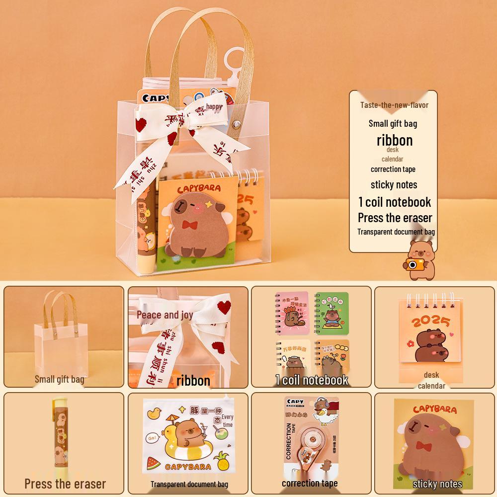 Capybara Cartoon Stationery Gift Pack - High-Value Student Souvenir Set