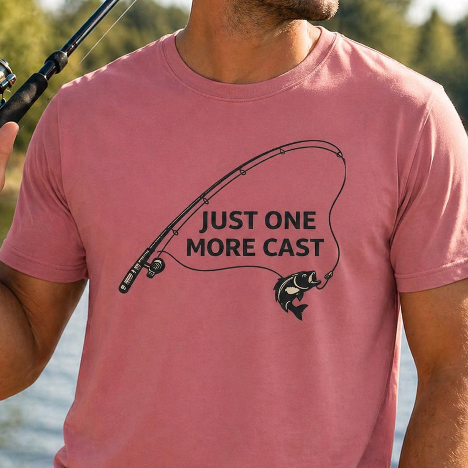 Just One More Cast Fishing Shirt, Funny Angler Humor Tee, Bass Fisherman Gift S