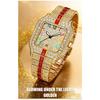 Hip Hop Iced Square Quartz Watch for Men Full Diamond Calendar Luxury Watch