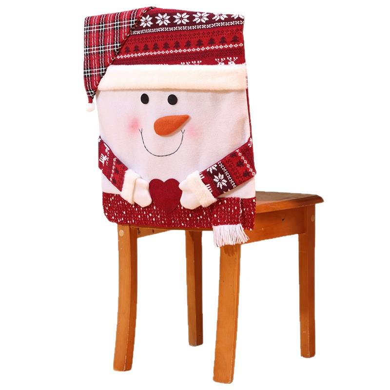 Christmas Santa and Snowman Chair Back Covers - Festive Restaurant Decorations