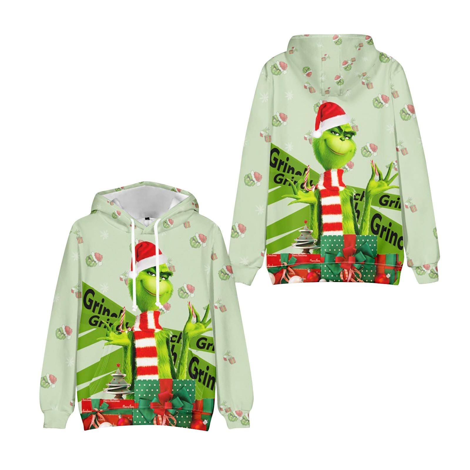Рождественская зеленая 3D цифровая печать Повседневная толстовка с капюшоном Толстовка — фото 5