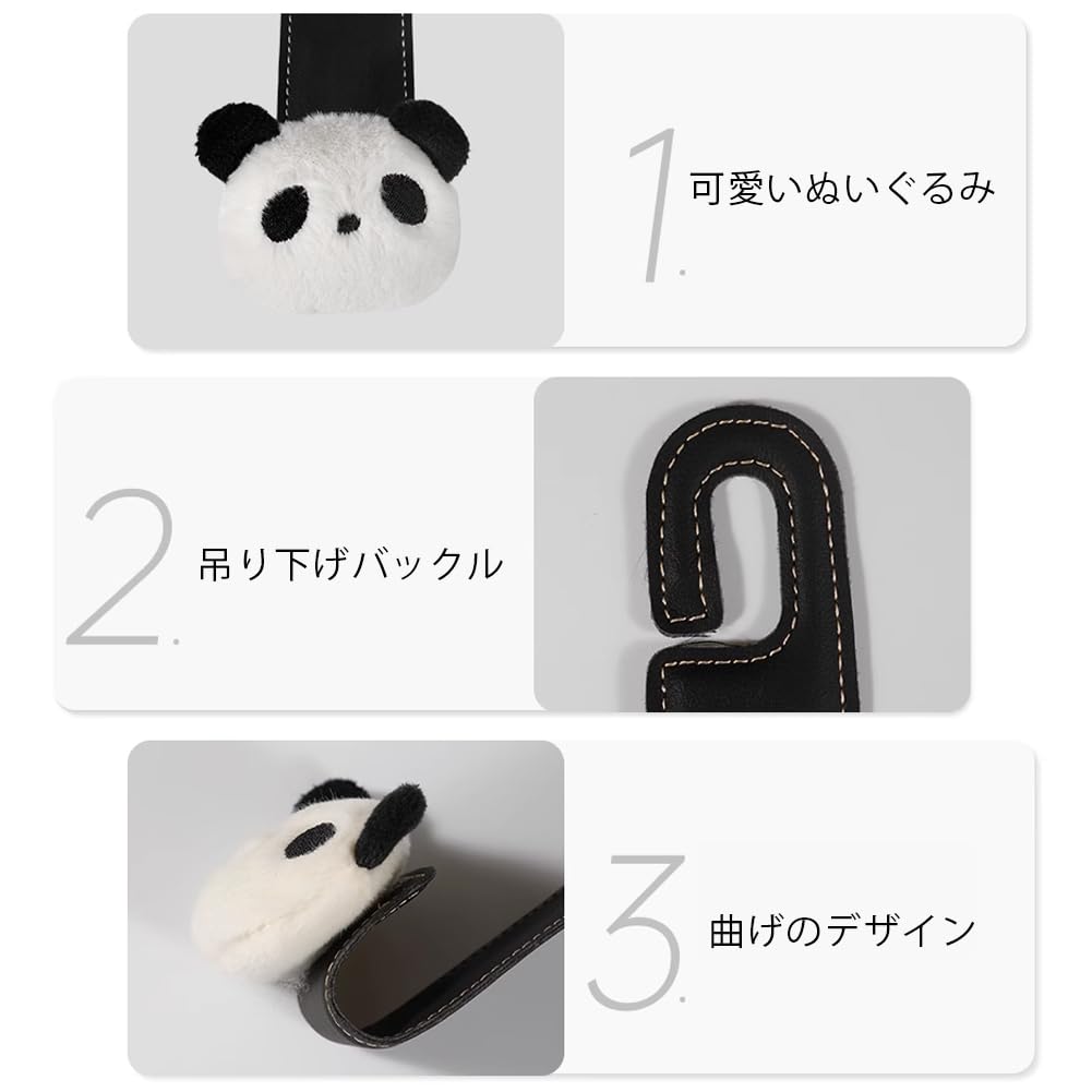 YUYAKESHI Car Seat Panda Headrest Cute Storage Hanging Luggage Set of Easy Installation Hooks, Hooks, Leather, Decoration, Hooks, Buckles, Hangers, 2,