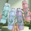1PC Widespread Panic Orange Band Print 750ml Colorful Plastic Sports Water Bottle Leakproof Pop Up Lid with Straw for Outdoor Work Home Use