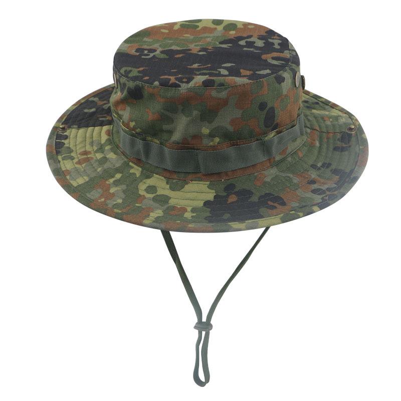 Men's Camouflage Bucket Hat Set: Multifunctional, Breathable, Sun-Protective Fishing Hat with Round Brim.