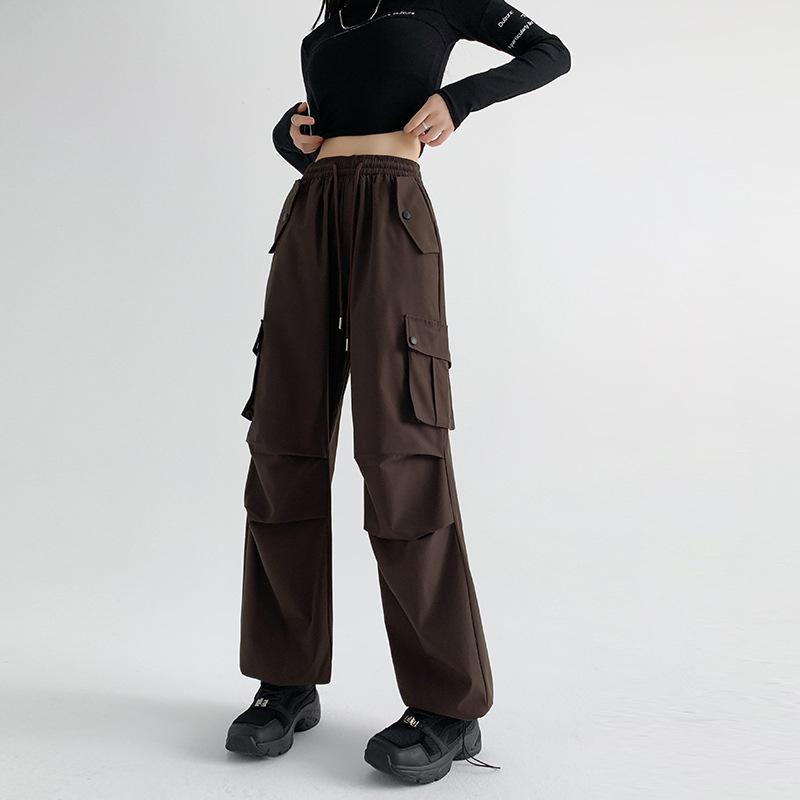 

Женские весенне-осенние новые узкие прямые брюки-парашюты свободные спортивные штаны с высокой талией широкие спортивные штаны 5XL коричневый