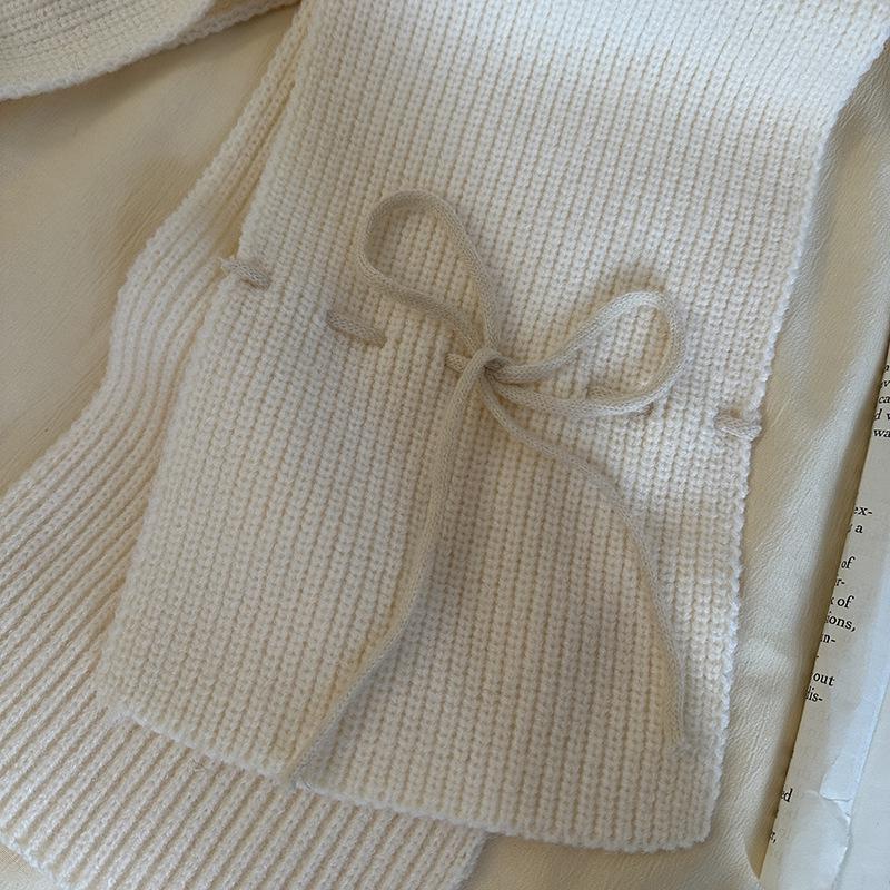 Luochi Knitting Bow Tie Scarf: Women's Winter Warm, Windproof Wool Neck Warmer