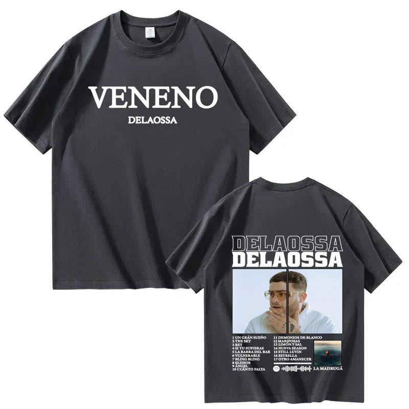 Rapper Delaossa Veneno New Album Print Tshrit Mens Women Clothes Fashion Oversized Tops Harajuku Casual Crewneck Tees Streetwear