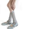 Ballet-Style Slimming White Leg Warmers for Women - Spring/Summer Breathable Vertical Stripe Ruffle Calf Socks