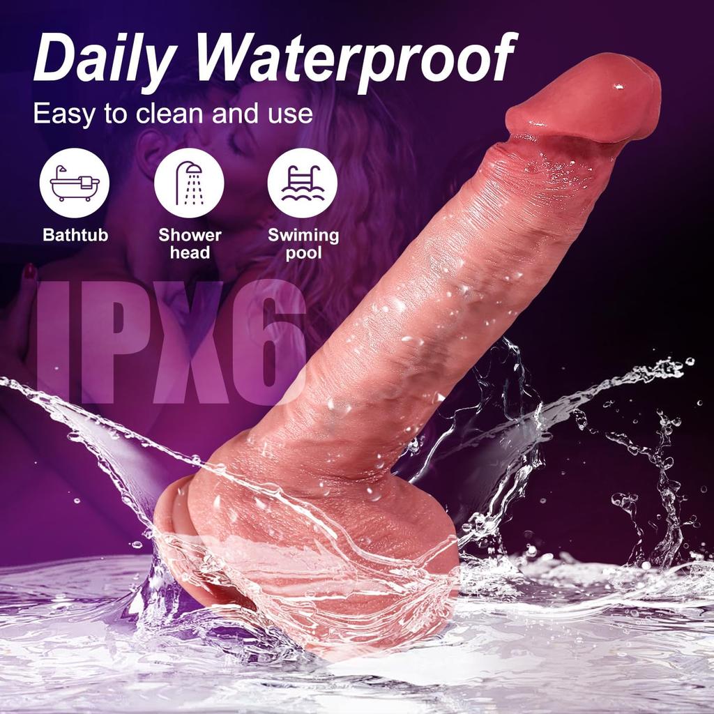 Realistic Dildo Penis Telescopic Vibrator Thrusting Soft Suction Cup Hands-free G-spot Stimulate Clitoris Vagina Massage For Adult Sexy Women Sex Toys