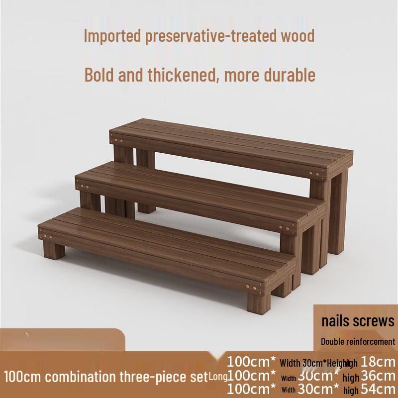 

Outdoor Anti-Corrosion Wooden Tiered Flower Stand