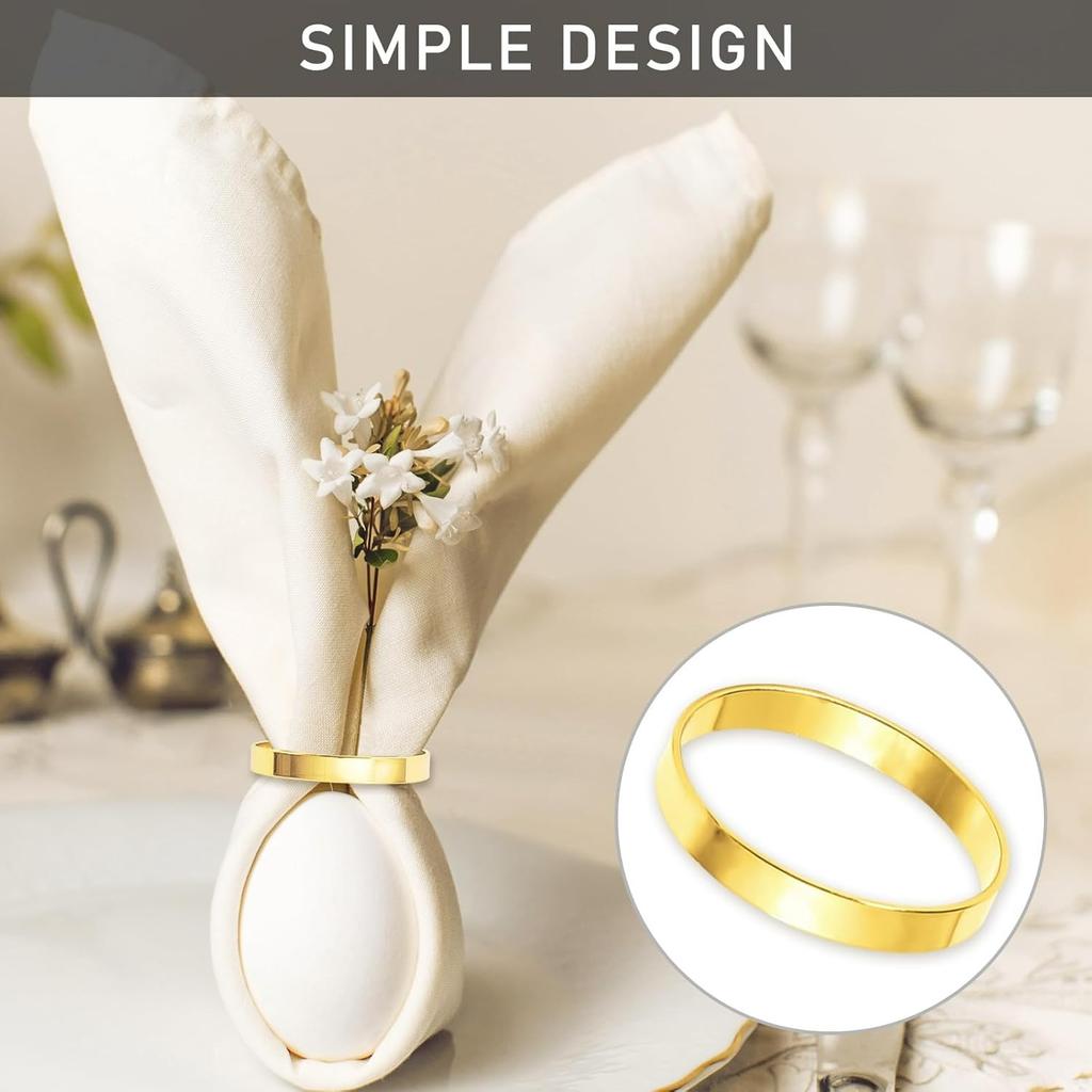 100Pcs Gold Metal Napkin Rings Stainless Steel Napkin Holders Round Metal Napkins Buckle for Wedding Christmas Party Dinner Table Setting Decor
