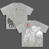 Totenkopf Ritter Print T-Shirt Berserk Anime Kleidung Herren Kurzarm Baumwoll-T-Shirts Vintage Gewaschenes Tee Harajuku Übergroßes T-Shirt