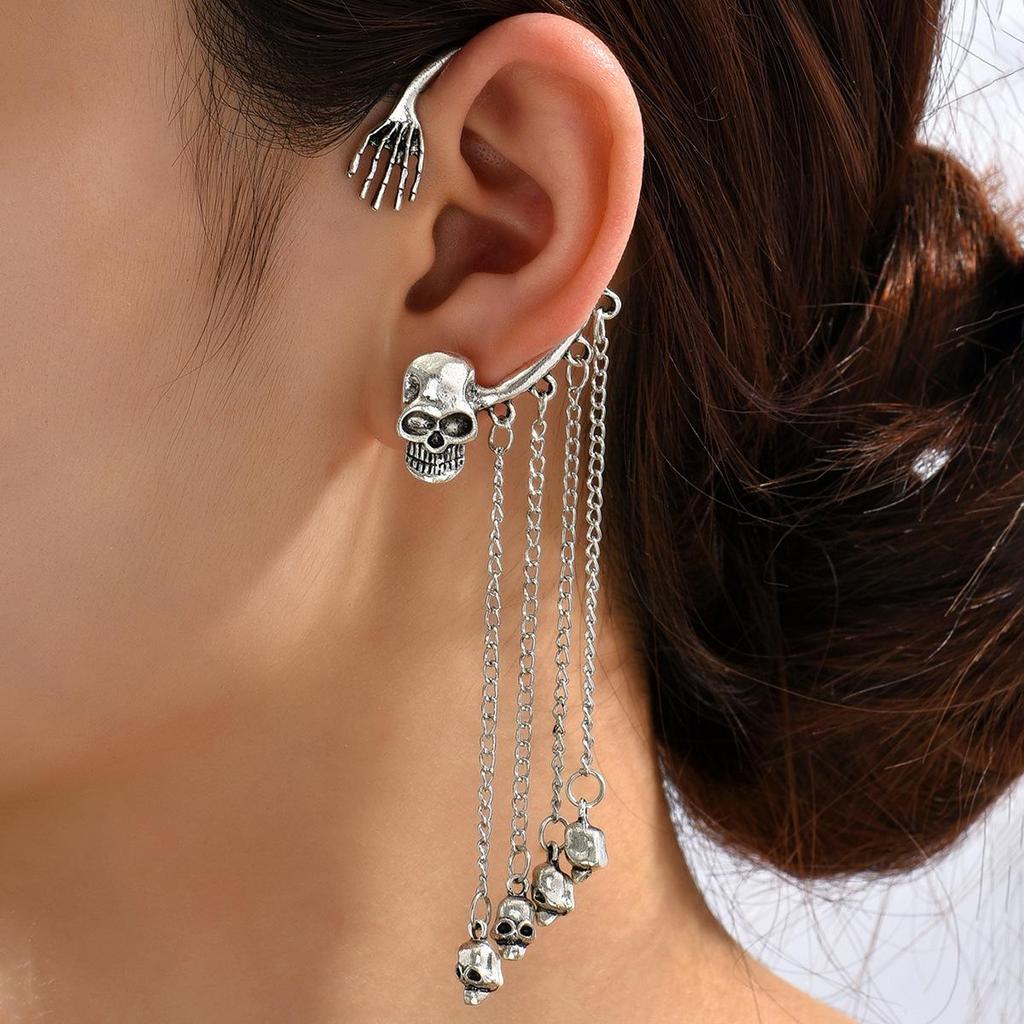 European & American Punk Rock Ghost Hand Skull Ear Cuff Earring