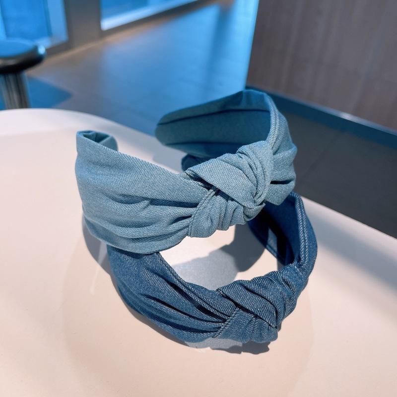 Fashion Women's Denim Headband with Center Knot Ladies Hair Styling Accessories