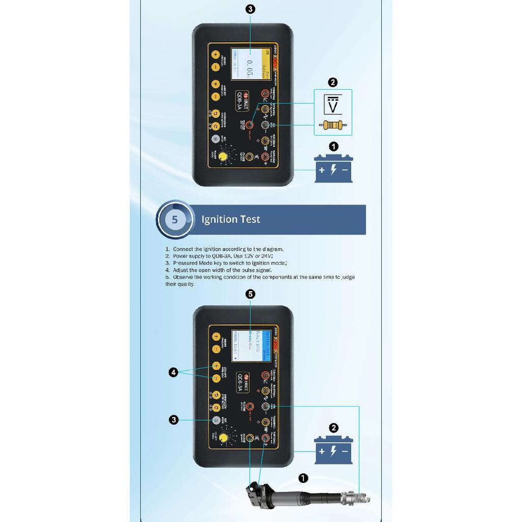 QDB3A Auto Ignition Coil Tester Car IAC Idle Stepper Motor Solenoid Valve Injector Actuator Fault Detector Driver PWM Generator