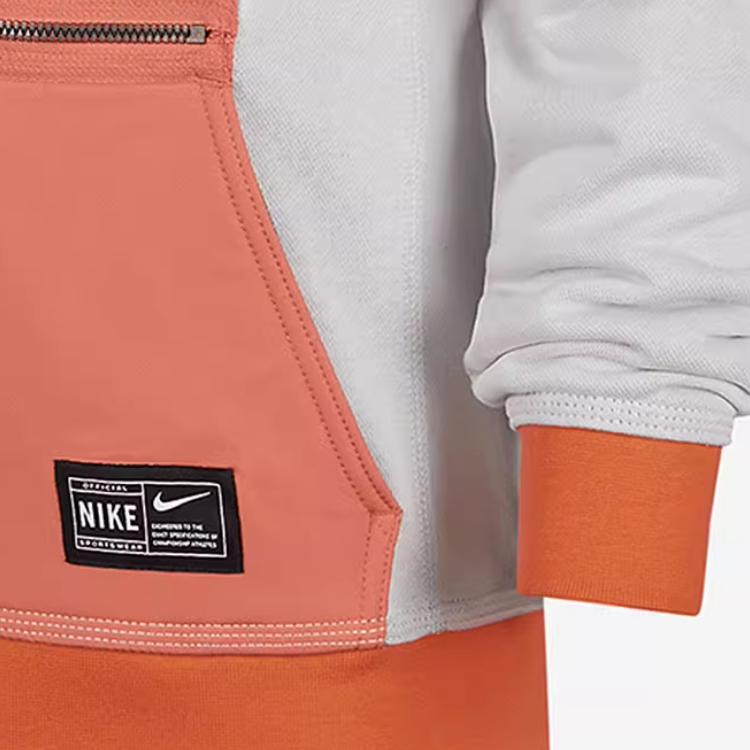 Nike Hoodie With Letter Print Kids Tops Orange Gray DD7236-902