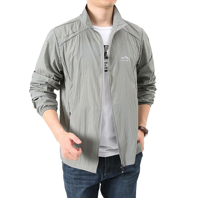 Summer 1011 men's ultra-thin breathable stand-collar UV protection jacket, fishing suit men's skin clothing live stream