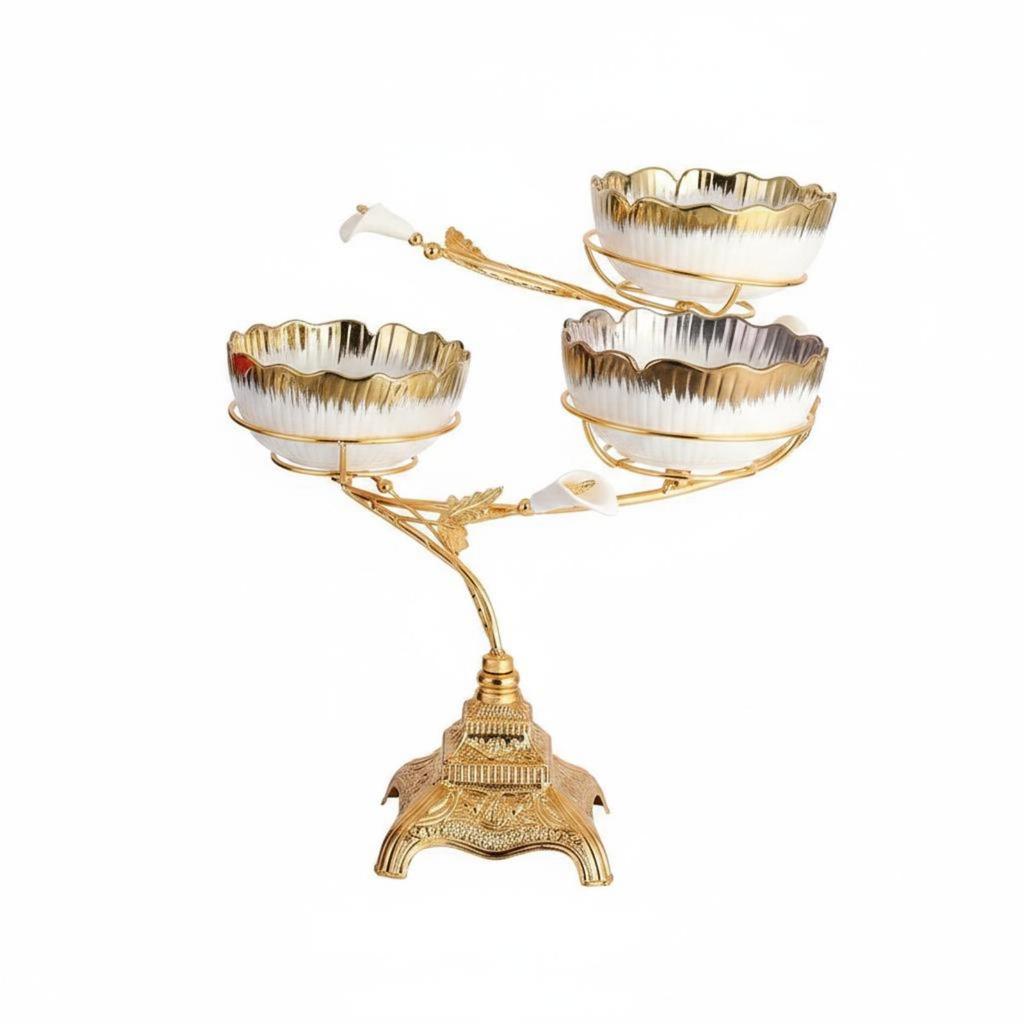 Three-Tier Fruit Tray Sculpted Base Table Decoration Tiered Design