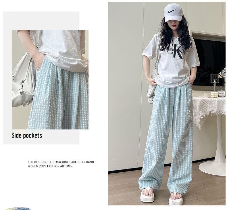 Women's Summer Retro Plaid Wide-Leg Pants - High Street Chic