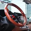 Classic Wood 14inch 350mm Flat Car Steering Wheel Sport ABS Retro Modified Steering Wheel Wood Grain Look Black Silver