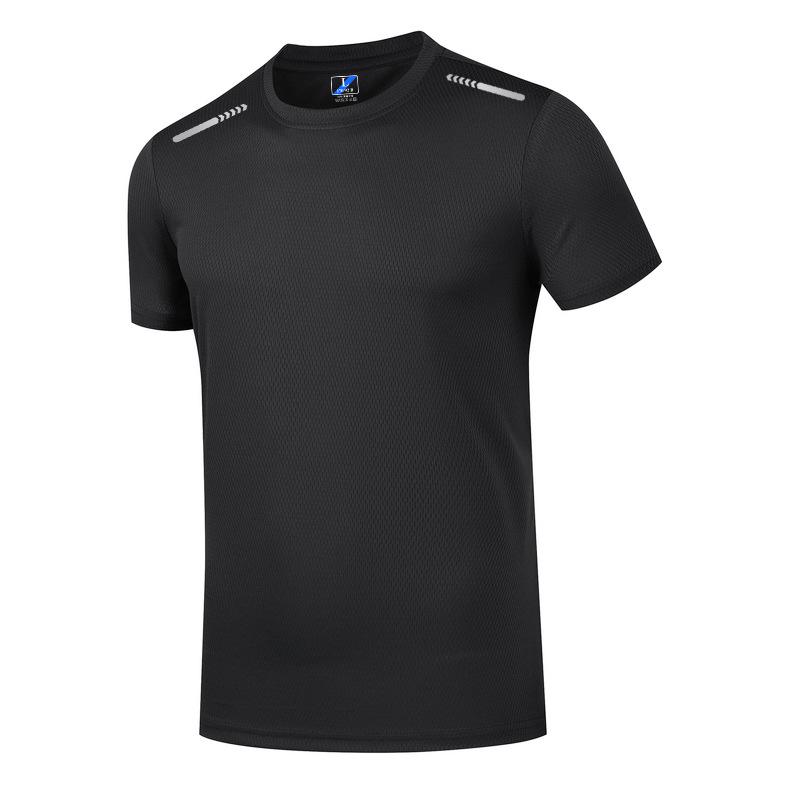 Ice Silk Men's Short Sleeved T-shirt Men's Summer Mesh Youth Breathable T-shirt Sports Quick Drying T-shirt