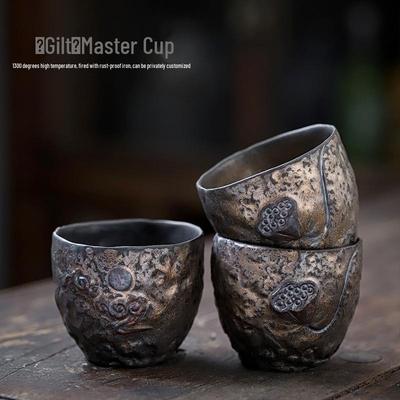 Jianying Vergoldete Keramik Meisterteetasse - Große Kung Fu Verkostungstasse