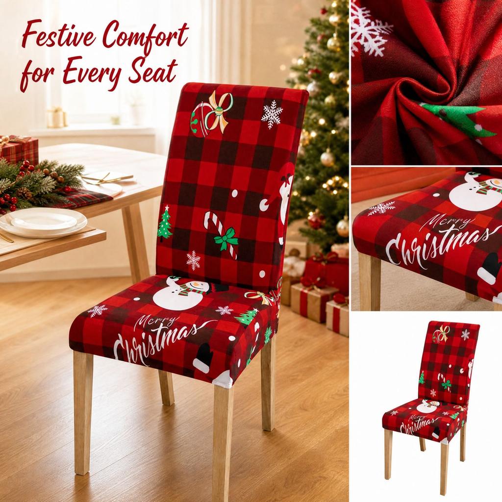 Christmas Chair Cover Stretchy Full Wrap Slipcover for Home Holiday Decor