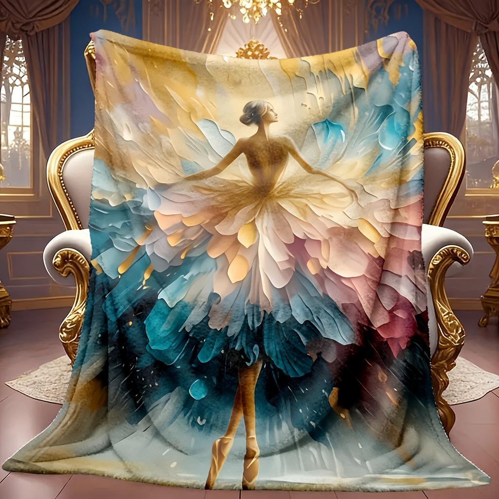 Comfortable Ballet Dancer Theme Pattern Blanket Soft High-Definition Digital Print Cooling Blanket All-Season Use Soft Breathable 100% Polyester Perfe
