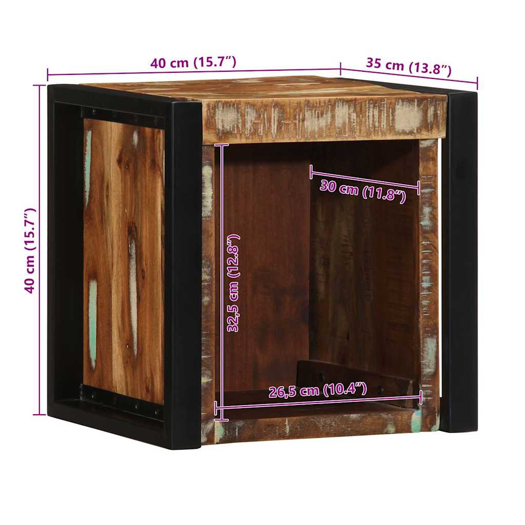 Nightstand Multicolor 40x35x40 Cm Reclaimed Solid Wood