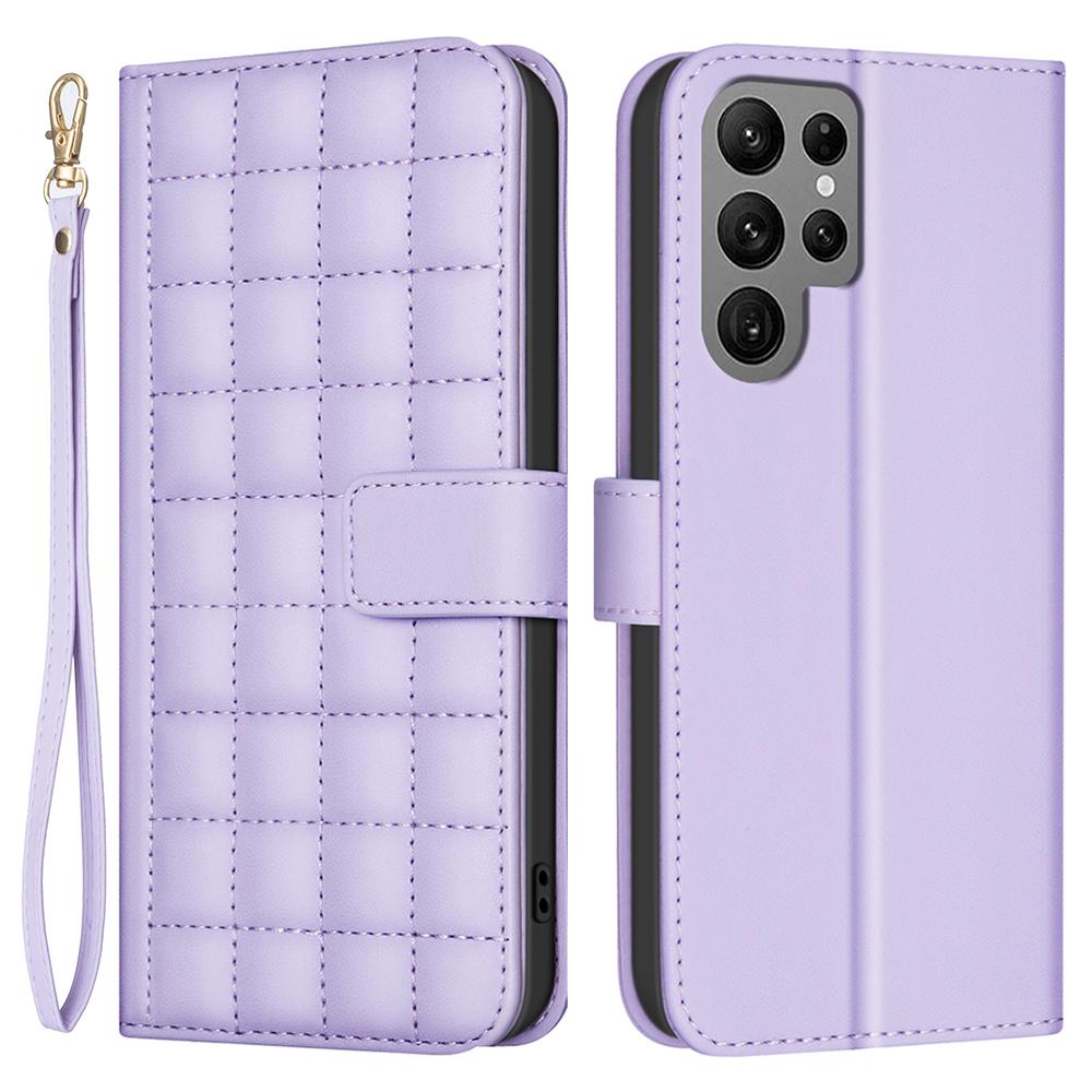 

For Samsung Galaxy S24 Ultra Case Stand Leather Flip Phone Cover Light Purple