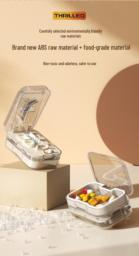 Multi-function Portable Pill Cutter and Splitter with Dual-division Pill Box