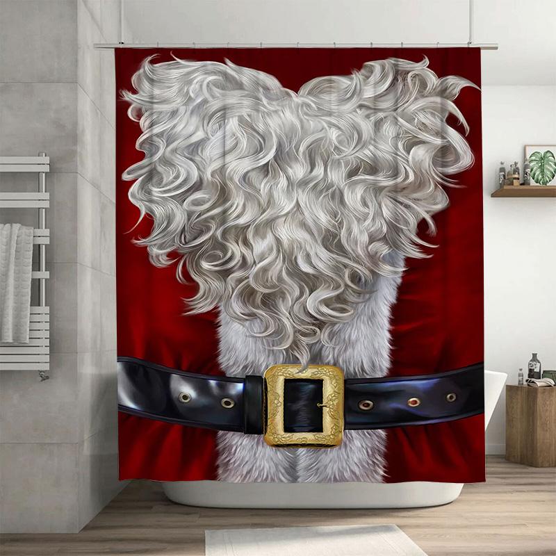 

Tuniu Festive Santa Claus Bath Curtain Christmas Holiday Decor Fun Reversible Shower Liner Cozy Bathroom Set Charming Holiday Gi W60H190(CM)-1 Pcs