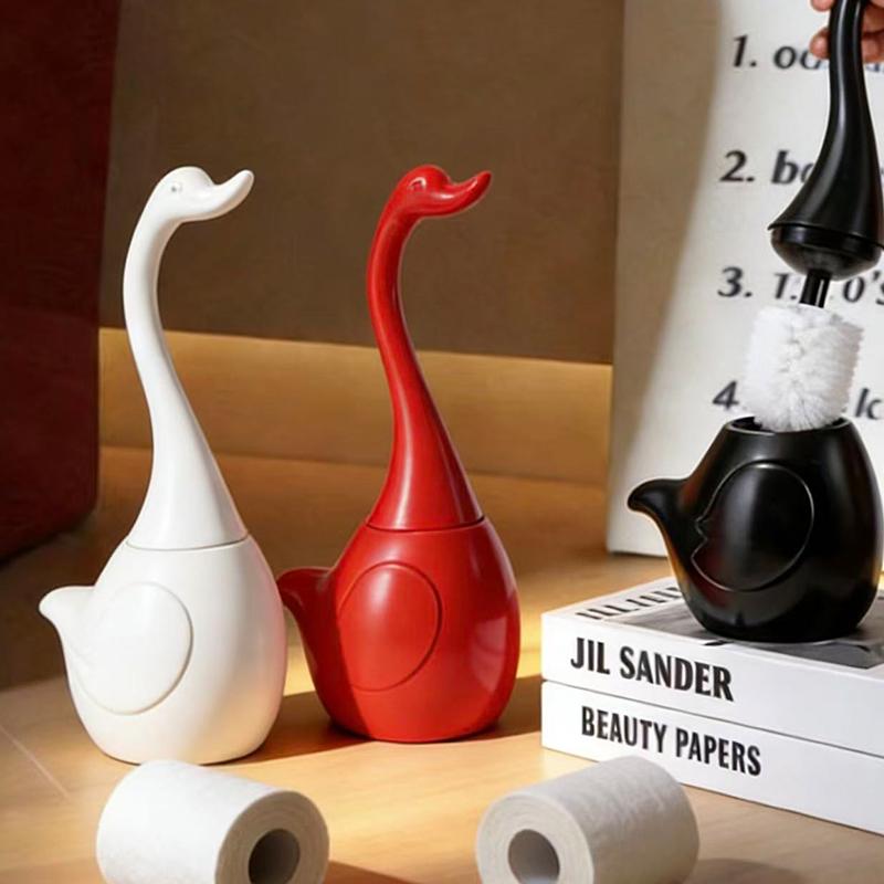 Cepillo para Inodoro Creativo de Cisne Limpieza del Hogar Base para Inodoro Mango Largo Juego de Cepillos de Limpieza Suministros de Decoración para Baño Regalo