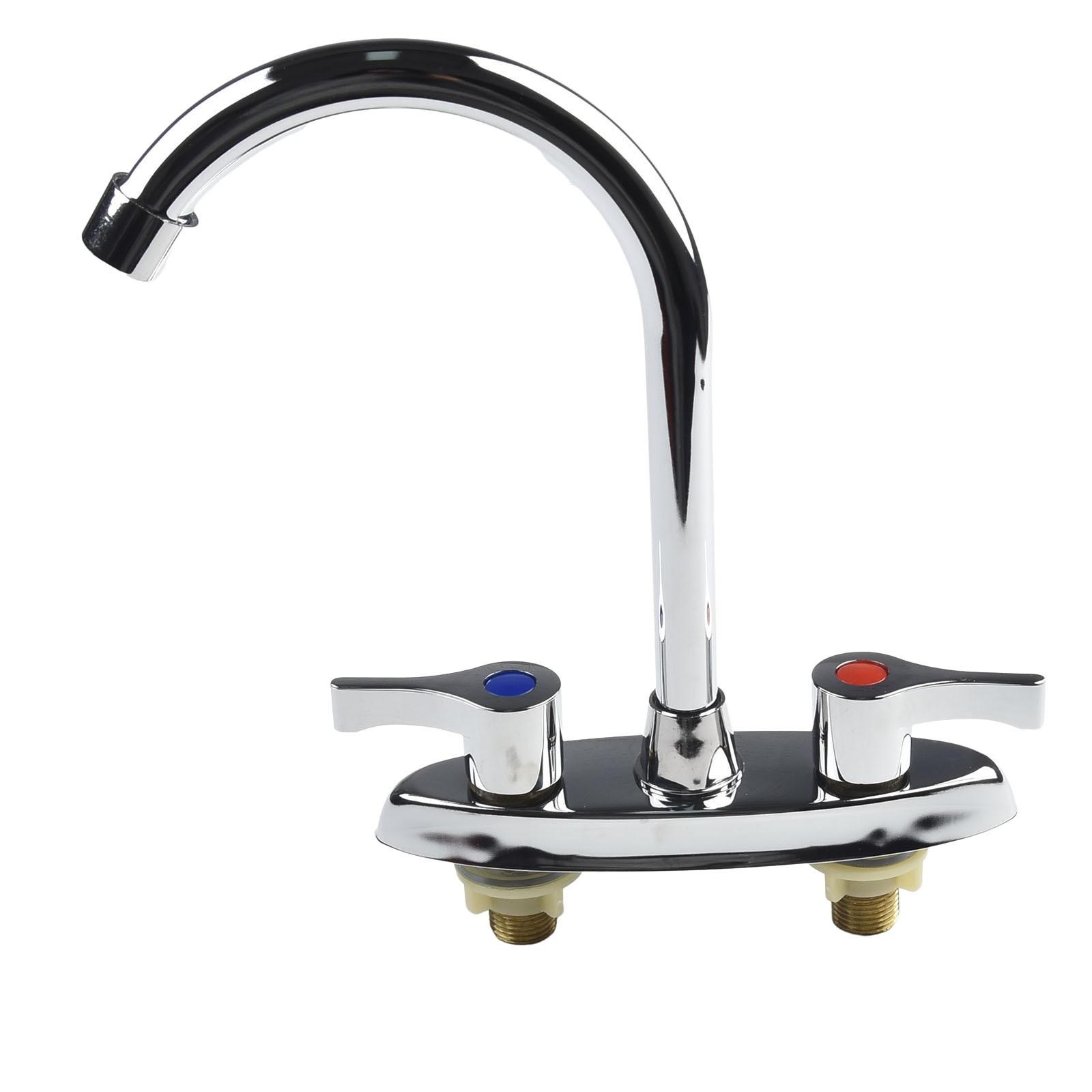 

Brass Double Hole Handle Kitchen Faucet Sturdy Structure Unique Design