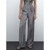 MD Women's Clothing Spring and Summer New Arrival Young Gas Field Capable Office Lady Style Gray Linen Wide Leg Pants 05021659818