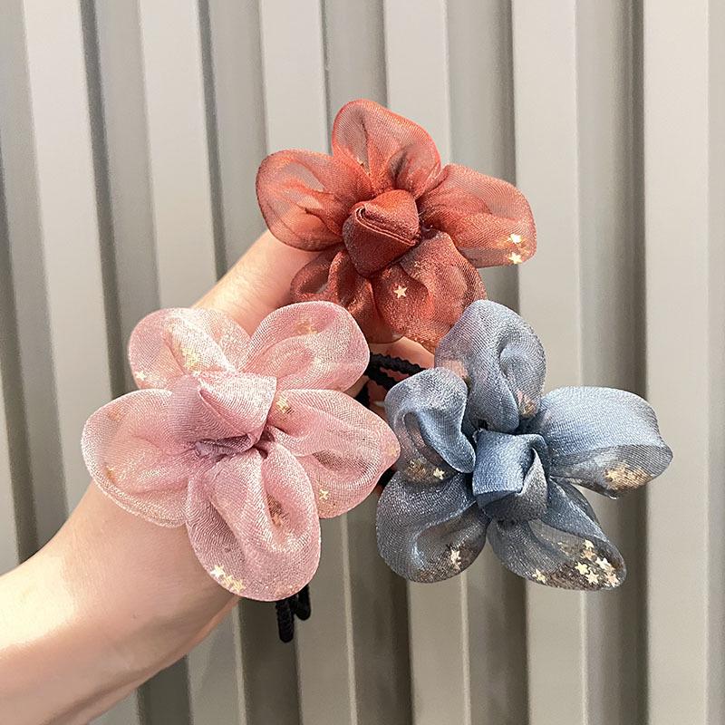

Korean Silk Gauze Flower Hair Tie Rubber Band for Girls