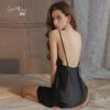 Women's Plus Size Feather Trim Cami Sleep Dress with Robe for Summer