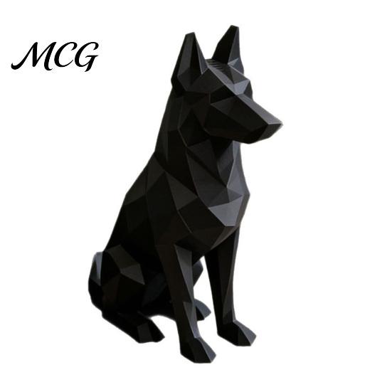 Scandinavian Style Ornament 3D Printed Geometric Shepherd Dog Ornament, Minimalist Sculpture for Nordic Figurine Light Luxury Home Decor, Entry чёрный