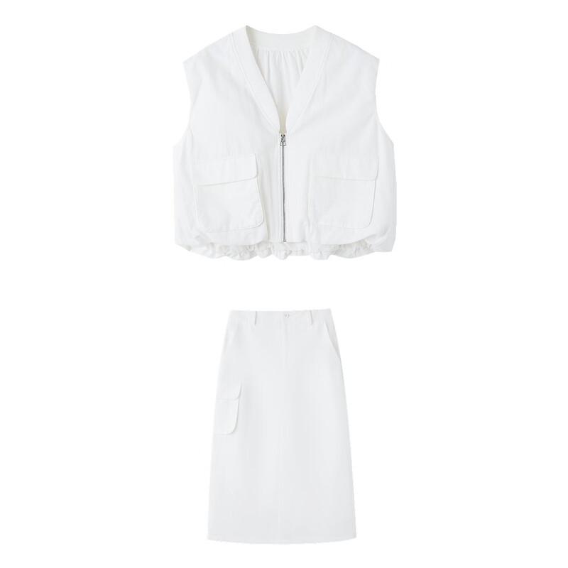 Women's Summer Cotton Workwear Vest & Skirt Set