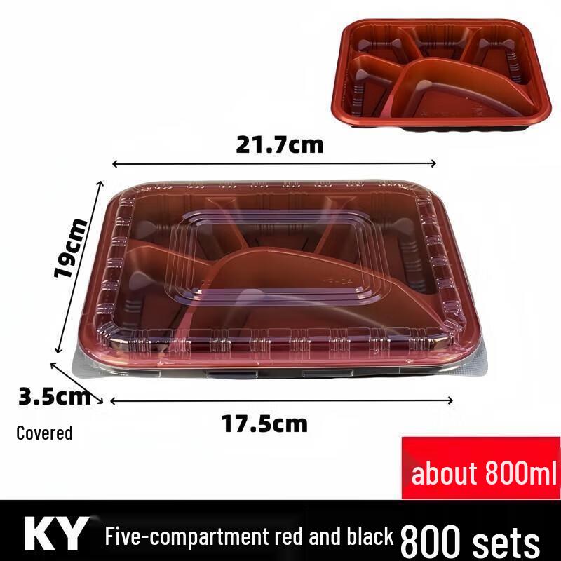JingJingRS Disposable 5-Compartment Takeaway Lunch Box