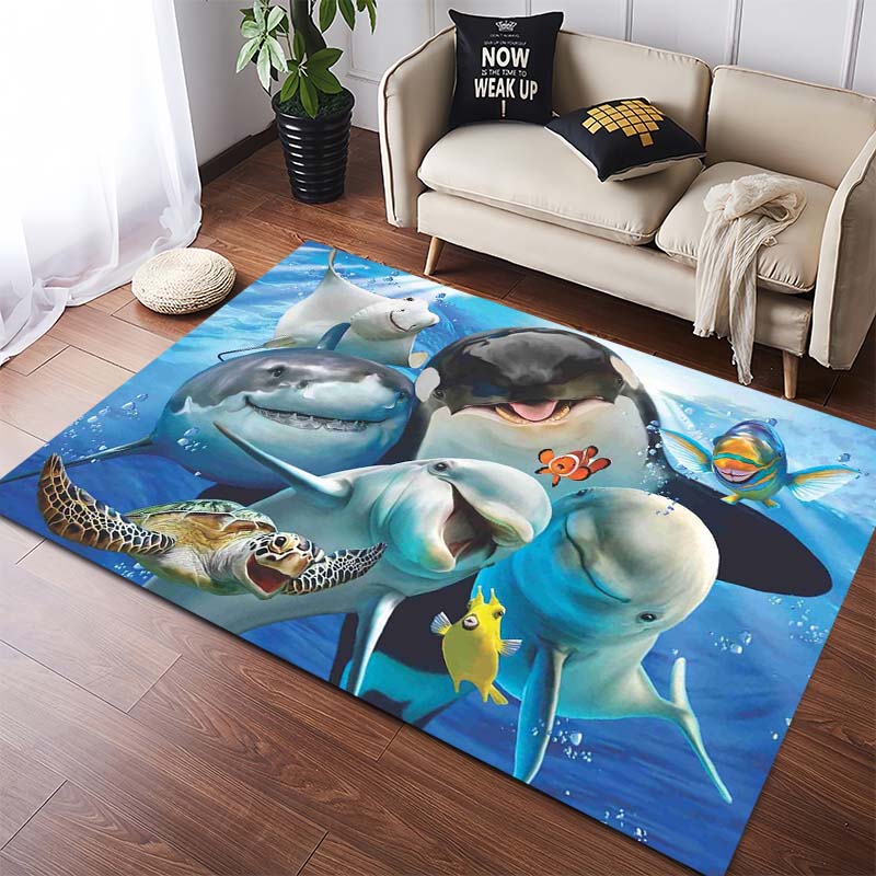 

Sea Turtle Coral Reef Area Rug, Ocean Animal Floor Mat 40x60cm( 15x23in )