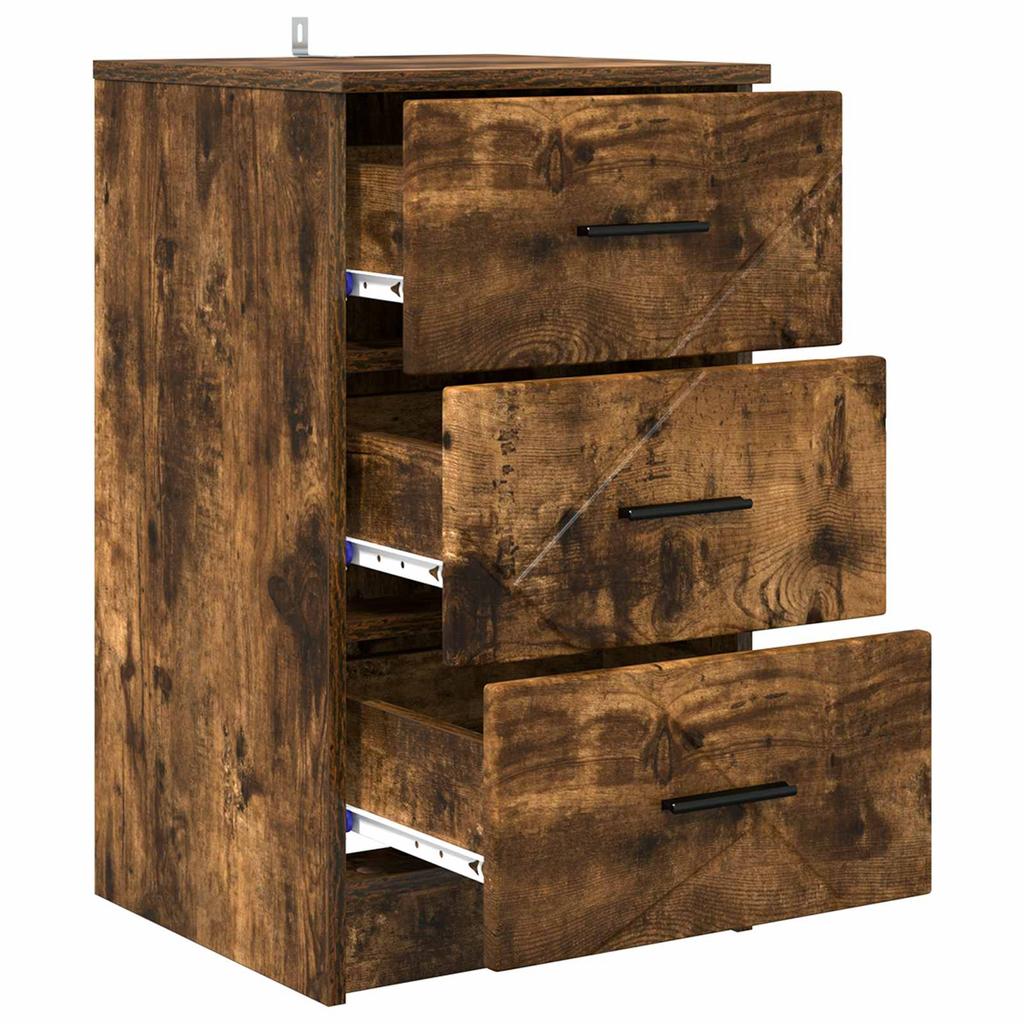 Nightstand Smoked Oak 38 X 38 X 66 Cm Engineered Wood