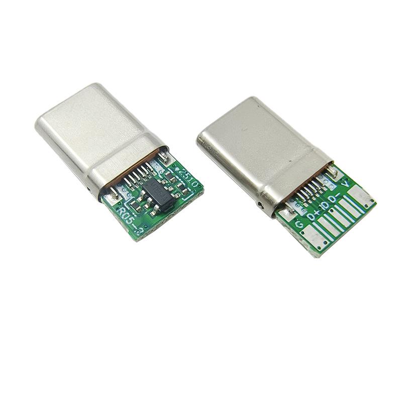 65W USB-C Male Connector, 5-Core Solder Pad, Orange Rubber, Fast Charging for OPPO, Xiaomi, VIVO, Huawei
